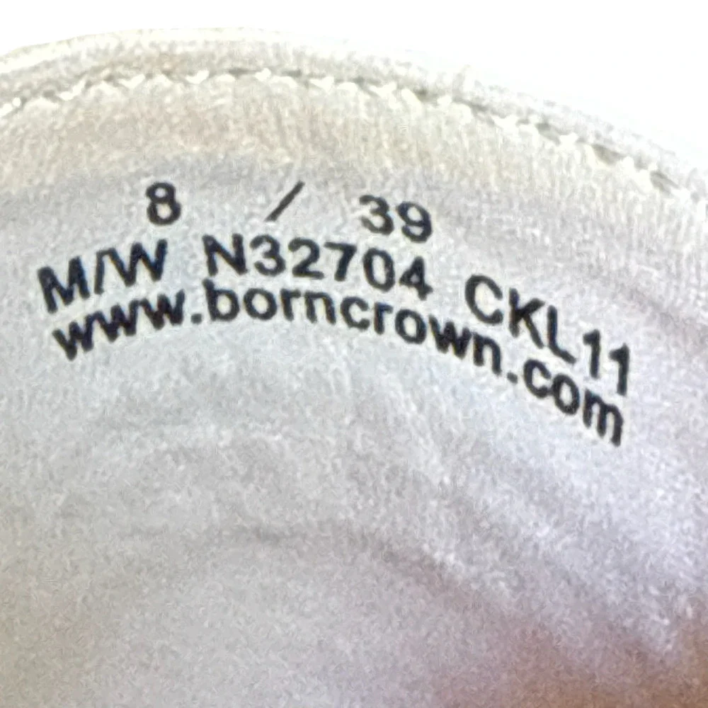 Born Crown Beige Blue Leather & Canvas Thongs Slides Flip Flops Sandals sz 8